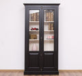 Landhaus Vitrine Schwarz Weiß 110x210x40 cm Kiefernholz massiv
