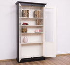 Landhaus Vitrine Schwarz Weiß 110x210x40 cm Kiefernholz massiv