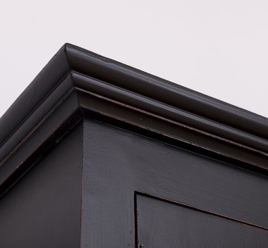 Landhaus Vitrine Schwarz Weiß 110x210x40 cm Kiefernholz massiv