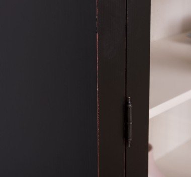 Landhaus Vitrine Schwarz Weiß 110x210x40 cm Kiefernholz massiv