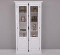 Landhaus Schrank Regal Vitrine Weiß 110x210x40 cm Kiefernholz massiv