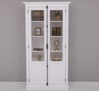 Landhaus Schrank Regal Vitrine Weiß 110x210x40 cm Kiefernholz massiv