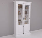 Landhaus Schrank Regal Vitrine Weiß 110x210x40 cm Kiefernholz massiv