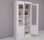 Landhaus Schrank Regal Vitrine Weiß 110x210x40 cm Kiefernholz massiv