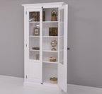 Landhaus Schrank Regal Vitrine Weiß 110x210x40 cm Kiefernholz massiv