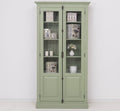 Landhaus Vitrine Salbei Grün 110x210x40 cm Kiefernholz massiv