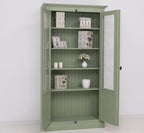 Landhaus Vitrine Salbei Grün 110x210x40 cm Kiefernholz massiv