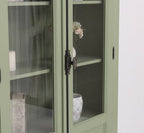 Landhaus Vitrine Salbei Grün 110x210x40 cm Kiefernholz massiv