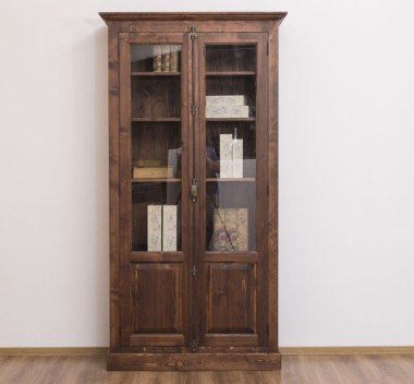 Schrank Landhausstil Vitrine 110x210x40 cm Kiefernholz massiv