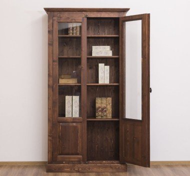 Schrank Landhausstil Vitrine 110x210x40 cm Kiefernholz massiv