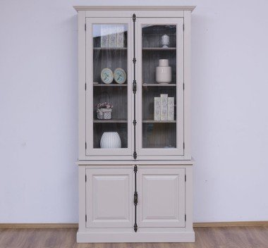 Vitrine 120x228x50 cm Kiefernholz massiv mit 4 Türen