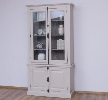 Vitrine 120x228x50 cm Kiefernholz massiv mit 4 Türen