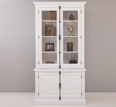 Landhaus Vitrine Weiß 120x228x50 cm Kiefernholz massiv