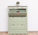 Schuhschrank Landhausmöbel Salbeigrün 103x140x35 cm Kieferholz