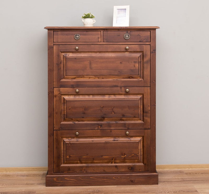 Schuhschrank Landhausmöbel Braun 103x140x35 cm Kieferholz