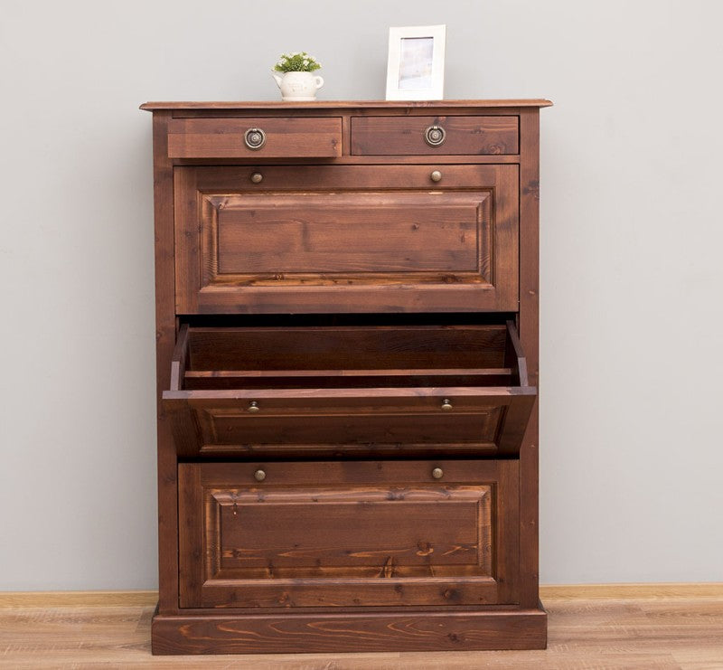 Schuhschrank Landhausmöbel Braun 103x140x35 cm Kieferholz