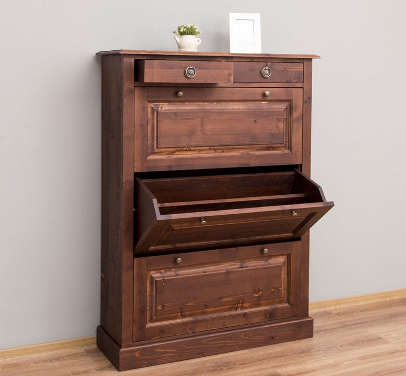 Schuhschrank Landhausmöbel Braun 103x140x35 cm Kieferholz