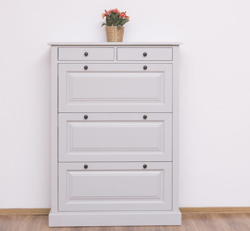 Schuhschrank Landhausmöbel Grau 103x140x35 cm Kieferholz