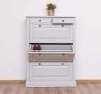 Schuhschrank Landhausmöbel Grau 103x140x35 cm Kieferholz