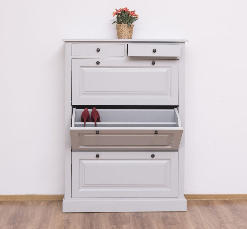 Schuhschrank Landhausmöbel Grau 103x140x35 cm Kieferholz
