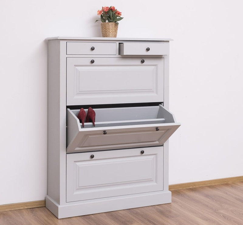 Schuhschrank Landhausmöbel Grau 103x140x35 cm Kieferholz