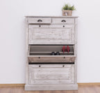 Schuhschrank Landhausmöbel Graukalk 103x140x35 cm Kieferholz