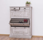 Schuhschrank Landhausmöbel Graukalk 103x140x35 cm Kieferholz