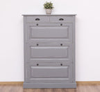 Schuhschrank Landhausmöbel Steingrau 103x140x35 cm Kieferholz