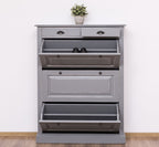 Schuhschrank Landhausmöbel Steingrau 103x140x35 cm Kieferholz