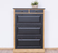 Schuhschrank Landhausmöbel Schwarz und Natur 103x140x35 cm Kieferholz