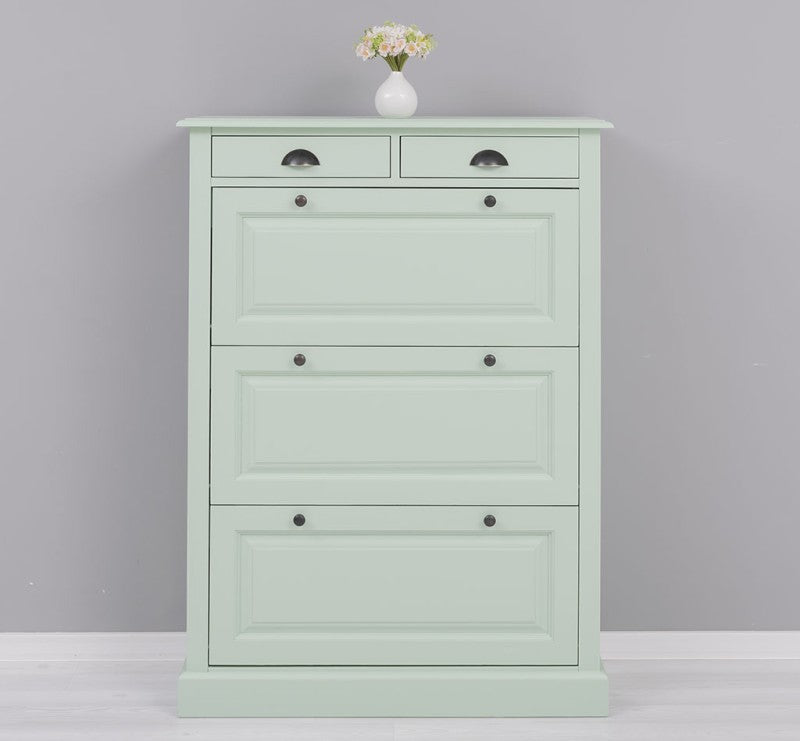 Schuhschrank Landhausmöbel Mintgrün 103x140x35 cm Kieferholz