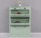 Schuhschrank Landhausmöbel Mintgrün 103x140x35 cm Kieferholz