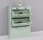 Schuhschrank Landhausmöbel Mintgrün 103x140x35 cm Kieferholz