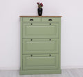 Schuhschrank Landhausmöbel Grün 103x140x35 cm Kieferholz