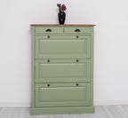 Schuhschrank Landhausmöbel Grün 103x140x35 cm Kieferholz
