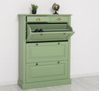 Schuhschrank Landhausmöbel Grün 103x140x35 cm Kieferholz