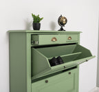 Schuhschrank Landhausmöbel Grün 103x140x35 cm Kieferholz
