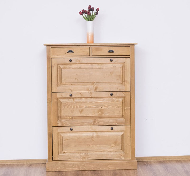 Schuhschrank Landhausmöbel Natur 103x140x35 cm Kieferholz