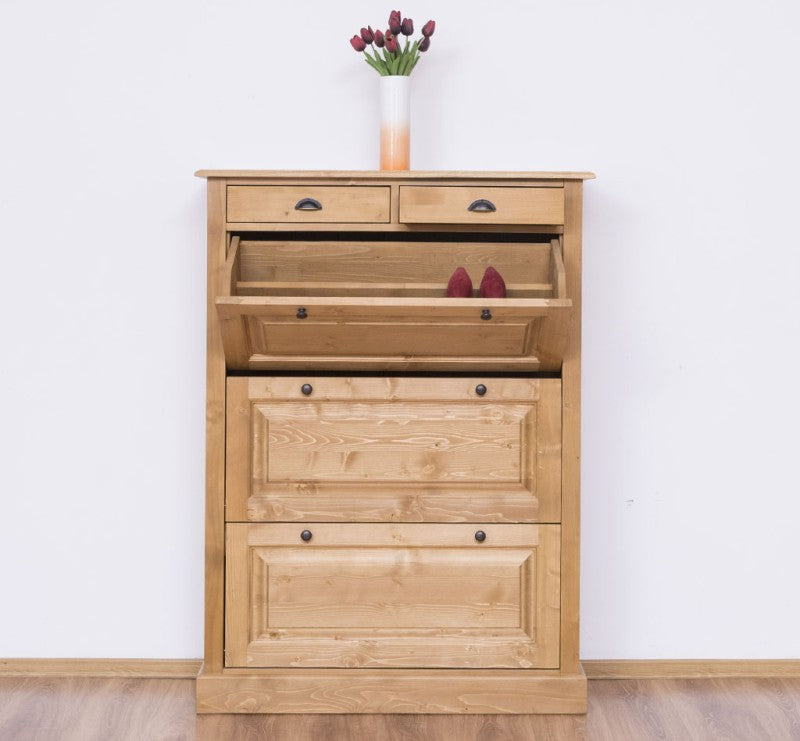 Schuhschrank Landhausmöbel Natur 103x140x35 cm Kieferholz