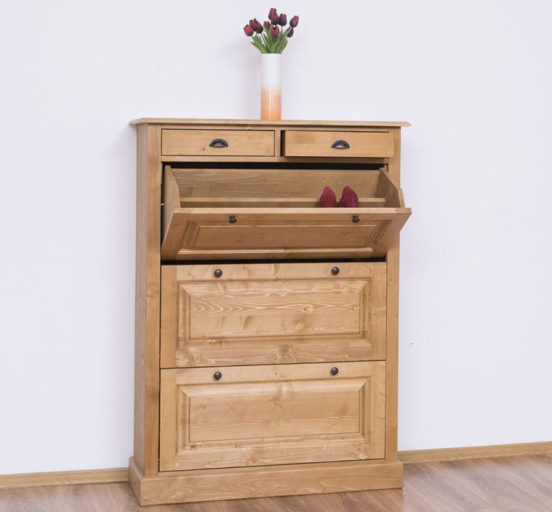Schuhschrank Landhausmöbel Natur 103x140x35 cm Kieferholz