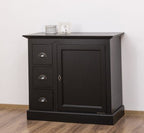 Landhaus Kommode Schwarz 101x90x49 cm Kiefernholz massiv