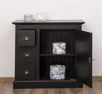 Landhaus Kommode Schwarz 101x90x49 cm Kiefernholz massiv