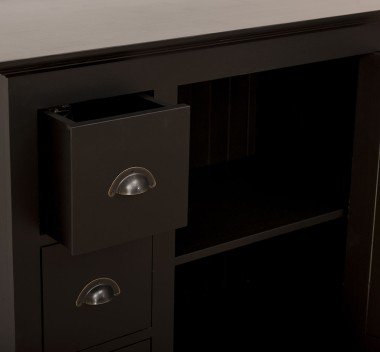 Landhaus Kommode Schwarz 101x90x49 cm Kiefernholz massiv