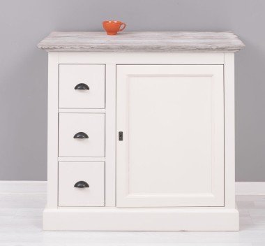 Landhaus Kommode Weiß 101x90x49 cm Kiefernholz massiv