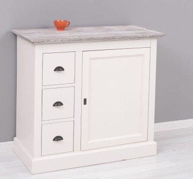 Landhaus Kommode Weiß 101x90x49 cm Kiefernholz massiv