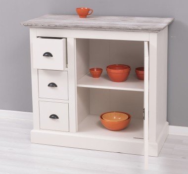 Landhaus Kommode Weiß 101x90x49 cm Kiefernholz massiv