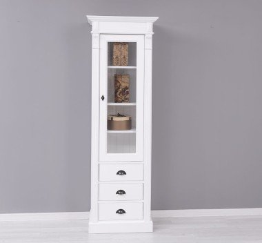 Landhaus Schrank Regal Vitrine Weiß 65x197x39 cm Kiefernholz massiv