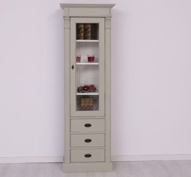 Landhaus Schrank Grau Beige 65x197x39 cm Kiefernholz massiv