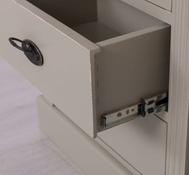Landhaus Schrank Grau Beige 65x197x39 cm Kiefernholz massiv