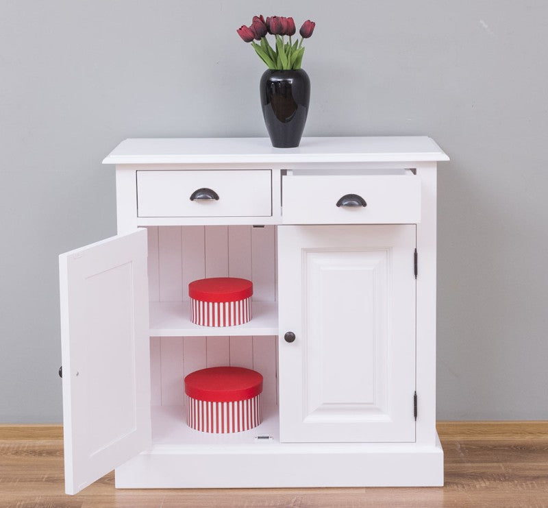 Kommode Weiß Landhausmöbel Kiefernholz Massiv 85x85x35 cm
